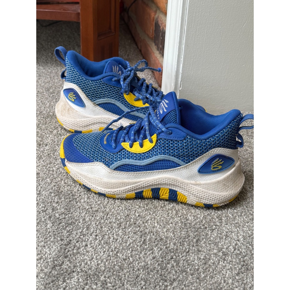 Under Armour Curry Flow 9 Dub Nation Blue Yellow Basketball‎ Shoes 4.5Y